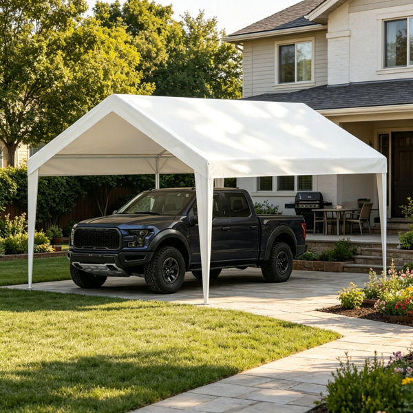 10x20 FT Heavy Duty Carport Canopy, Waterproof UV-Resistant Outdoor Car Shelter Tent with Steel Frame for Truck, Boat, Patio Party