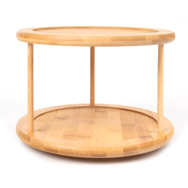 2-Tier Bamboo Lazy Susan Turntable, 10 Inch 360° Rotating Spice Rack for Kitchen Cabinet Pantry Countertop Storage Organization