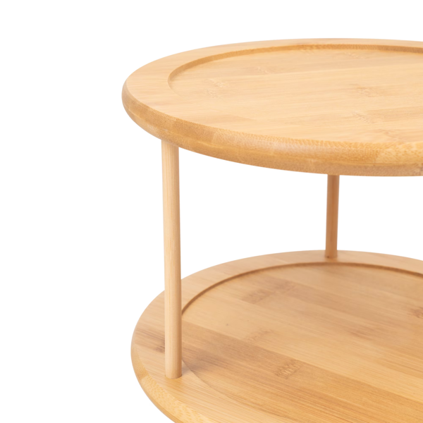 2-Tier Bamboo Lazy Susan Turntable, 10 Inch 360° Rotating Spice Rack for Kitchen Cabinet Pantry Countertop Storage Organization