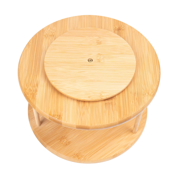 2-Tier Bamboo Lazy Susan Turntable, 10 Inch 360° Rotating Spice Rack for Kitchen Cabinet Pantry Countertop Storage Organization