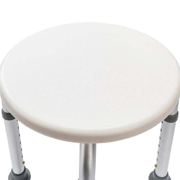 Adjustable Round Shower Stool, 7 Height Aluminum Bath Seat with Non-Slip Surface, Heavy Duty Shower Chair for Elderly Disabled Bathroom Safety