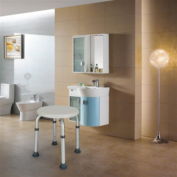 Adjustable Round Shower Stool, 7 Height Aluminum Bath Seat with Non-Slip Surface, Heavy Duty Shower Chair for Elderly Disabled Bathroom Safety