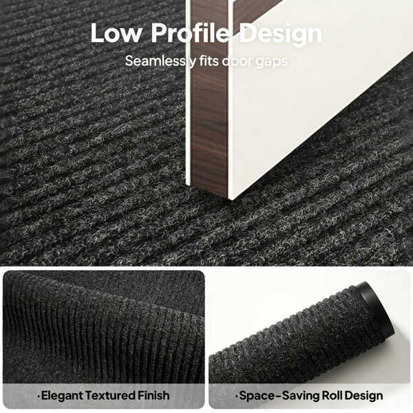 Heavy Duty Non-Slip Door Mat, Low Profile Dirt Trapper Absorbent Entrance Rug with Rubber Back, Indoor Outdoor Floor Mat for Entryway Garage Office