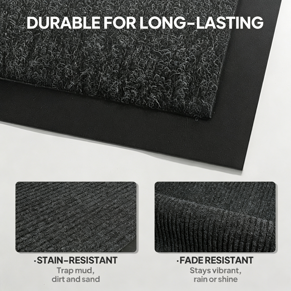 Heavy Duty Non-Slip Door Mat, Low Profile Dirt Trapper Absorbent Entrance Rug with Rubber Back, Indoor Outdoor Floor Mat for Entryway Garage Office