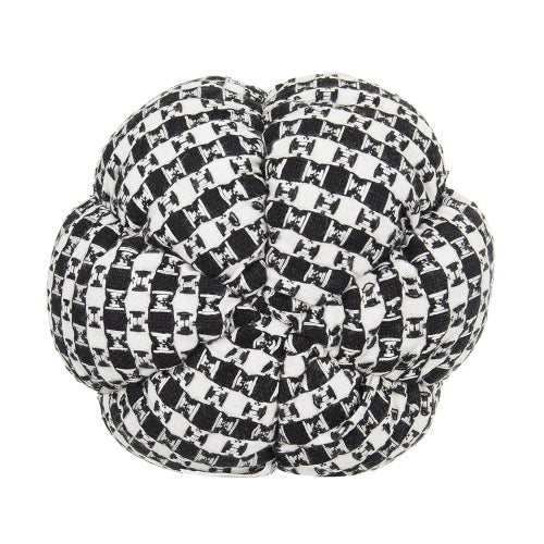 Set of 2 Black White Houndstooth Fabric Pumpkins, Stuffed Plush Pumpkin Decor for Halloween Fall Tabletop Mantel Shelf Home Decoration