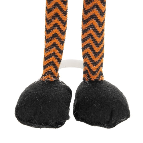 2 Pack Halloween Standing Plush Gnome, Orange Black Polka Dot Witch Hat BOO Banner Chevron Legs Stuffed Gnome for Mantel Table Holiday Home Decor