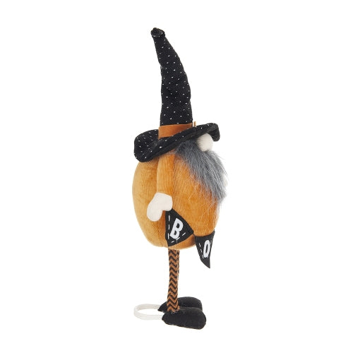 2 Pack Halloween Standing Plush Gnome, Orange Black Polka Dot Witch Hat BOO Banner Chevron Legs Stuffed Gnome for Mantel Table Holiday Home Decor