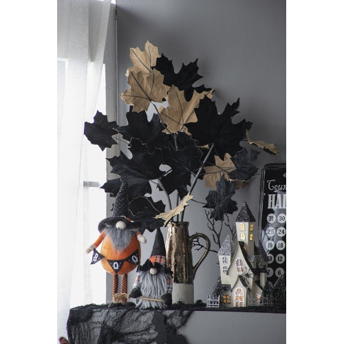 2 Pack Halloween Standing Plush Gnome, Orange Black Polka Dot Witch Hat BOO Banner Chevron Legs Stuffed Gnome for Mantel Table Holiday Home Decor
