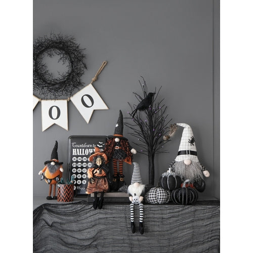 2 Pack Black Velvet Silver Stripe Stuffed Pumpkin Decor, Plush Fabric Pumpkins with Silver Resin Stem for Halloween Fall Table Mantel Home Decoration
