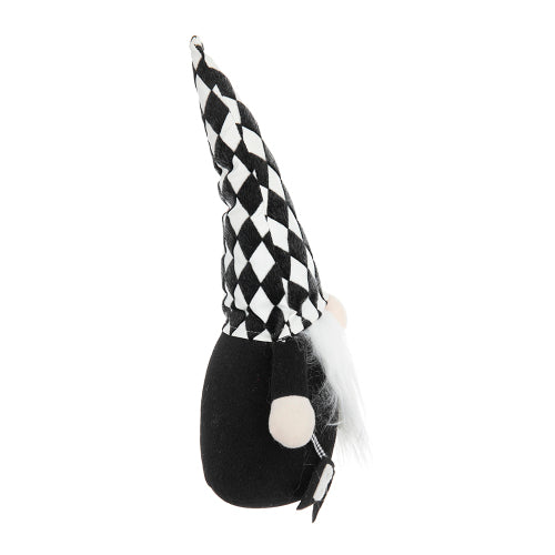 2 Pack Halloween Diamond Checkered Hat Plush Gnome, Black White Stuffed Gnome with BOO Accent Fluffy Beard for Mantel Table Holiday Home Decor