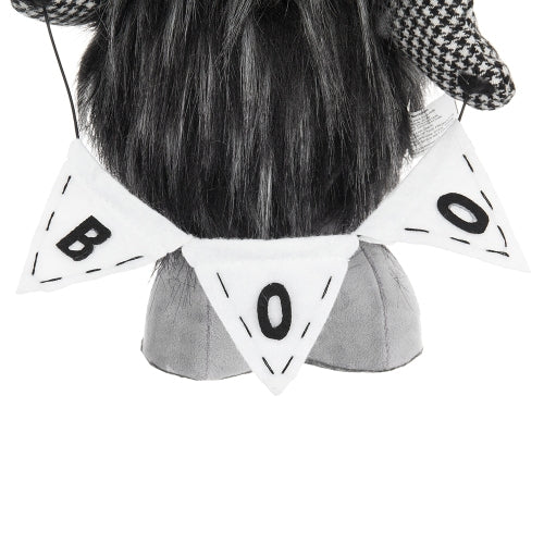 2 Pack Halloween Standing Plush Gnome Decor, Black Glitter Witch Hat with BOO Banner Houndstooth Sleeves for Mantel Table Holiday Home Decoration