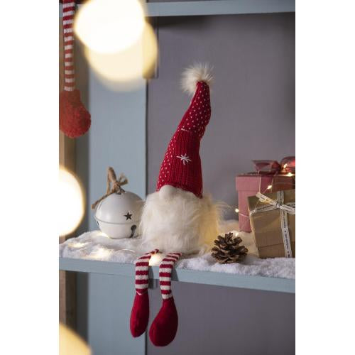 2 Pack Christmas Red Knit Hat Shelf Sitter Gnome, Plush Stuffed Gnome with Pom Pom Snowflake Striped Legs for Mantel Table Holiday Home Decor