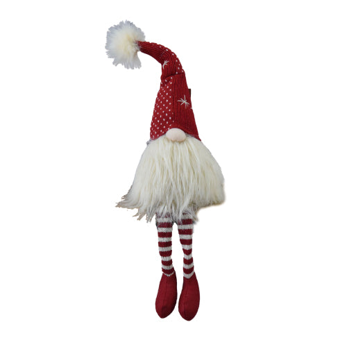 2 Pack Christmas Red Knit Hat Shelf Sitter Gnome, Plush Stuffed Gnome with Pom Pom Snowflake Striped Legs for Mantel Table Holiday Home Decor