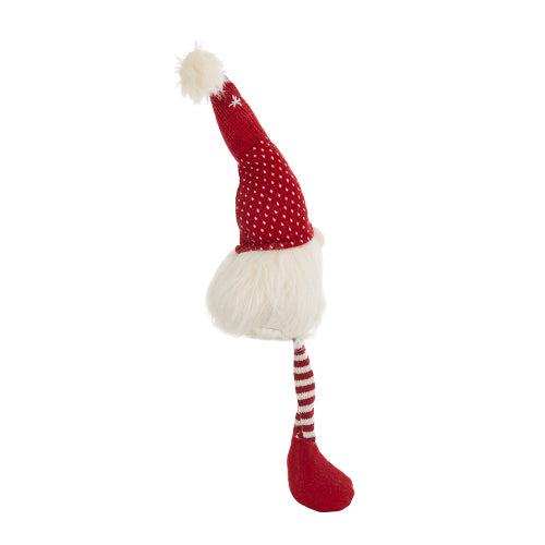 2 Pack Christmas Red Knit Hat Shelf Sitter Gnome, Plush Stuffed Gnome with Pom Pom Snowflake Striped Legs for Mantel Table Holiday Home Decor