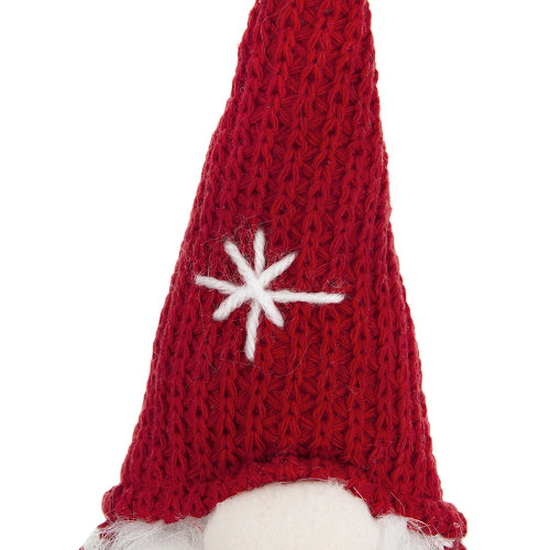 2 Pack Christmas Skiing Standing Plush Gnome, Red Knit Snowflake Pom Pom Hat with Ski Poles Skis for Mantel Holiday Decor
