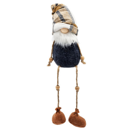 3 Pack Rustic Plaid Hat Shelf Sitter Gnome, Plush Stuffed Gnome with Rope Legs Wooden Beads for Christmas Mantel Tabletop Holiday Home Decor