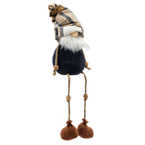 3 Pack Rustic Plaid Hat Shelf Sitter Gnome, Plush Stuffed Gnome with Rope Legs Wooden Beads for Christmas Mantel Tabletop Holiday Home Decor