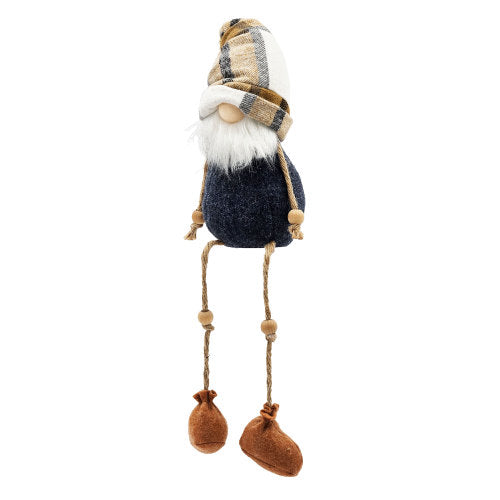 3 Pack Rustic Plaid Hat Shelf Sitter Gnome, Plush Stuffed Gnome with Rope Legs Wooden Beads for Christmas Mantel Tabletop Holiday Home Decor