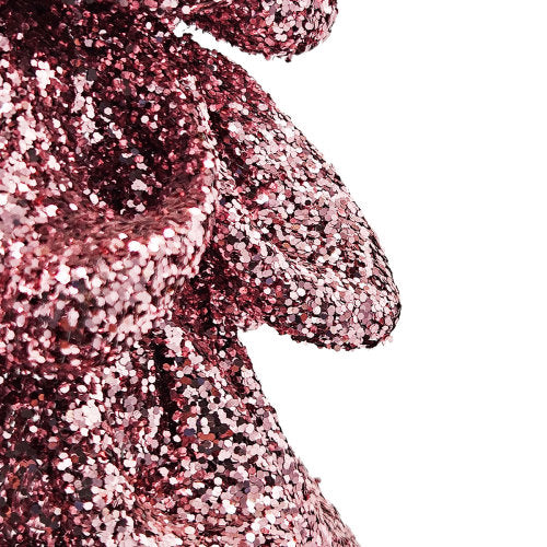 2 Pack Pink Glitter Christmas Tree with Star Topper, Sparkly Sequin Cone Tree on Stand for Mantel Tabletop Tiered Tray Holiday Home Decor