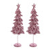 2 Pack Pink Glitter Christmas Tree with Star Topper, Sparkly Sequin Cone Tree on Stand for Mantel Tabletop Tiered Tray Holiday Home Decor