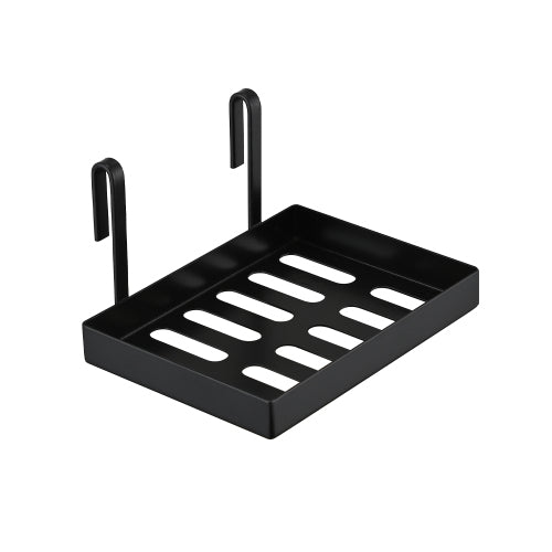 AEELLEEA 2-Pack Adhesive Corner Shower Caddy Set with Soap Holder and 4 Hooks, Black Metal Bathroom Organizer