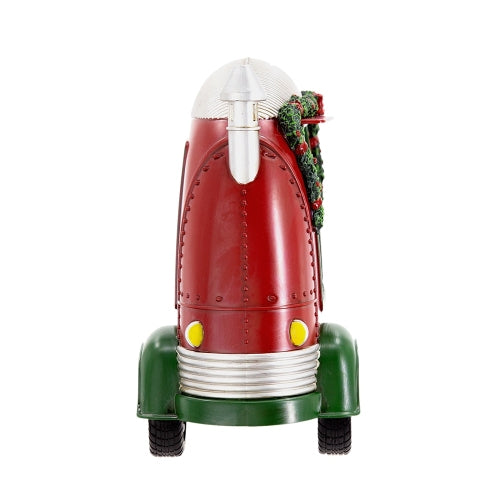 AEELLEEA Christmas Camper Snow Globe with Santa and Mrs. Claus, Red and Green Seasonal Tabletop Holiday Decor