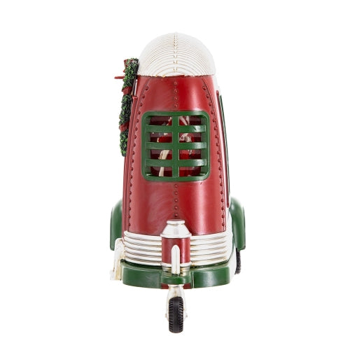AEELLEEA Christmas Camper Snow Globe with Santa and Mrs. Claus, Red and Green Seasonal Tabletop Holiday Decor