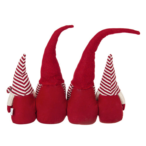 AEELLEEA 4-Piece Christmas Gnome Tabletop Set, Red and White Fabric Figures with Knit Hats and Faux-Fur Beards