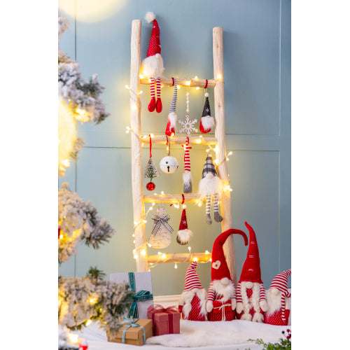 AEELLEEA 4-Piece Christmas Gnome Tabletop Set, Red and White Fabric Figures with Knit Hats and Faux-Fur Beards