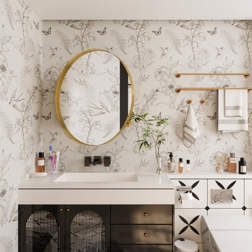 AEELLEEA 31.5" Gold Round Recessed Bathroom Medicine Cabinet, Adjustable Tempered Glass Shelves Magnetic Door Wall Mount Mirror Storage