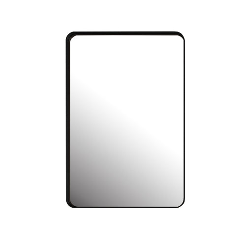 AEELLEEA 20.08"x 30" Black Rounded Rectangle Recessed Bathroom Medicine Cabinet, Tempered Glass Shelves Magnetic Door Wall Mount Mirror Storage