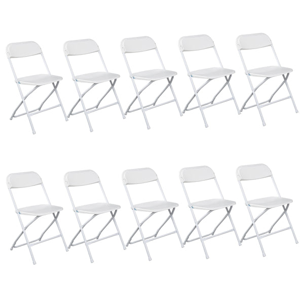 AEELLEEA 10 Pack White Folding Chairs, 17.5"x 17.3" x 31.5" Stackable Plastic Seat Steel Frame Chair, 350 lb Capacity for Events
