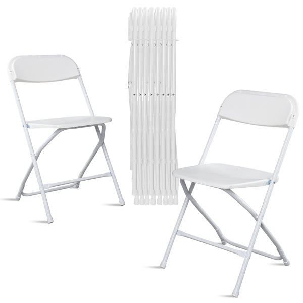 AEELLEEA 10 Pack White Folding Chairs, 17.5"x 17.3" x 31.5" Stackable Plastic Seat Steel Frame Chair, 350 lb Capacity for Events