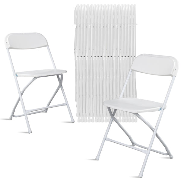 AEELLEEA 10 Pack White Folding Chairs, 17.5"x 17.3" x 31.5" Stackable Plastic Seat Steel Frame Chair, 350 lb Capacity for Events