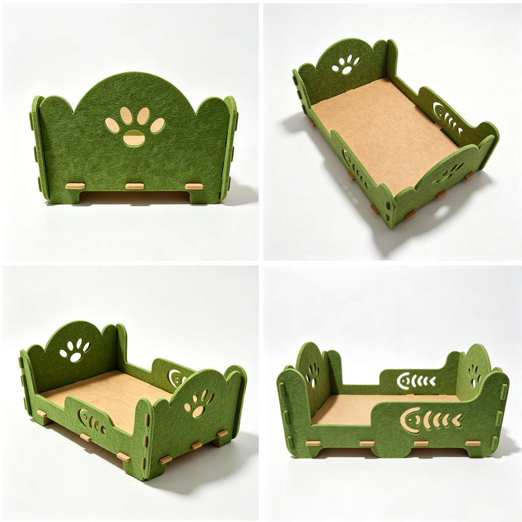 Easy Assemble Single Tier Felt Kitten Bed Elevated Cat Lounge Furniture Protection Breathable Indoor Pet Rest House