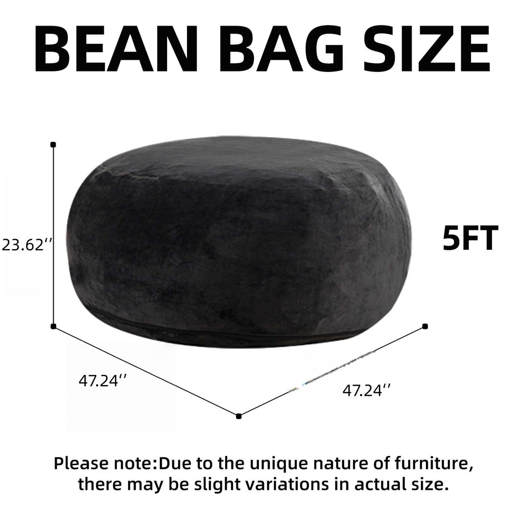 AEELLEEA 5FT Teddy Velvet Bean Bag Chair, Shredded Memory Foam Oversized Lazy Sofa, Removable Washable Cover for Living Room Bedroom