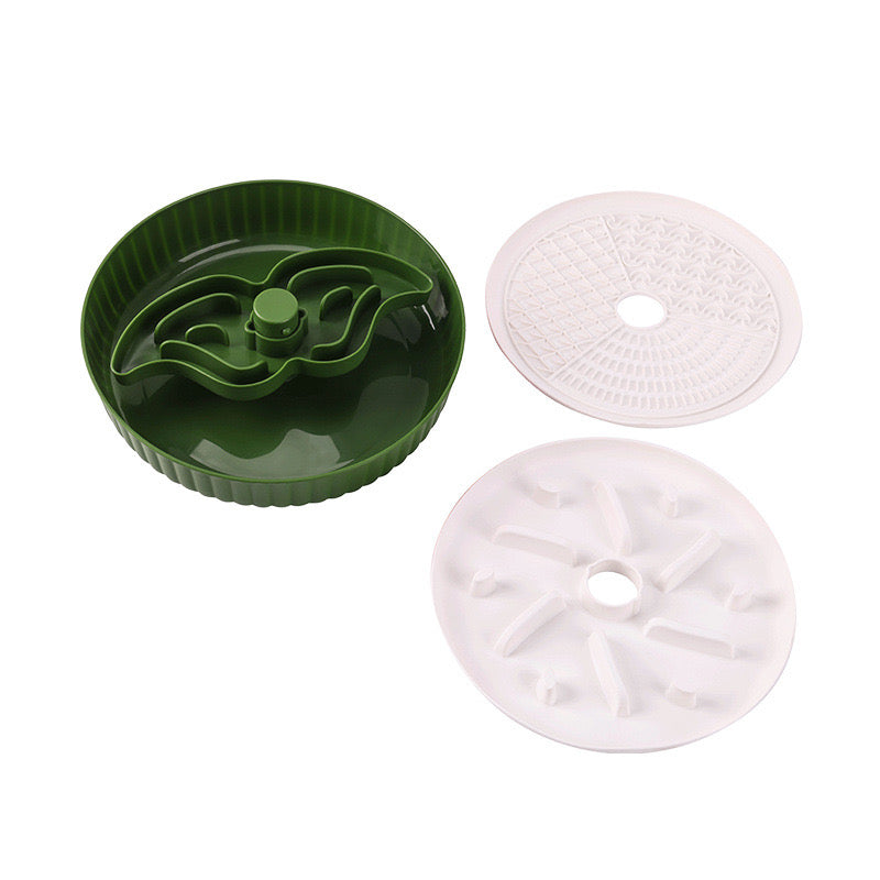 Spinning Mustache Puzzle Slow Feeder Dog Bowl, 3-Part Design Slows Eating 15X, Dishwasher Safe Multi-Color Pet Feeding Bowl