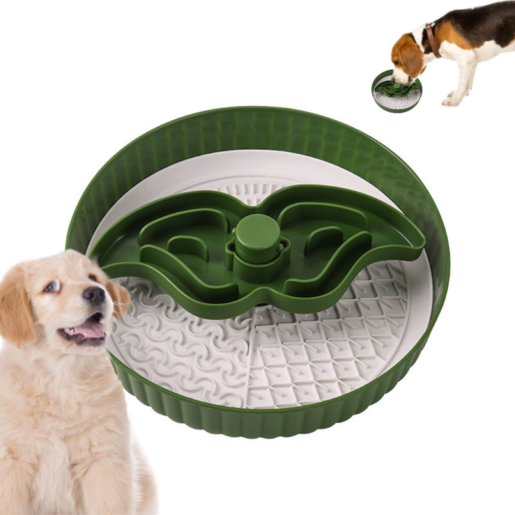 Spinning Mustache Puzzle Slow Feeder Dog Bowl, 3-Part Design Slows Eating 15X, Dishwasher Safe Multi-Color Pet Feeding Bowl