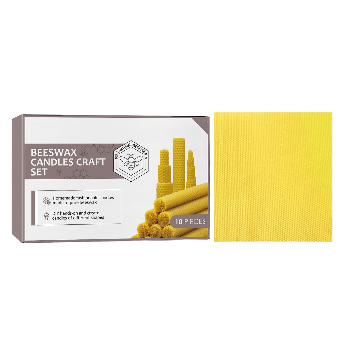 Beeswax Candle Making Kit, 10 Sheets Natural Pure Beeswax Honeycomb Sheets for DIY Rolled Candles, Craft Gift for Adults Kids