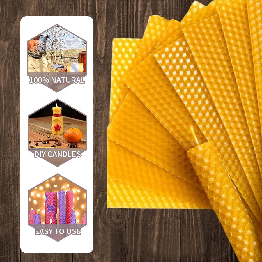 Beeswax Candle Making Kit, 10 Sheets Natural Pure Beeswax Honeycomb Sheets for DIY Rolled Candles, Craft Gift for Adults Kids
