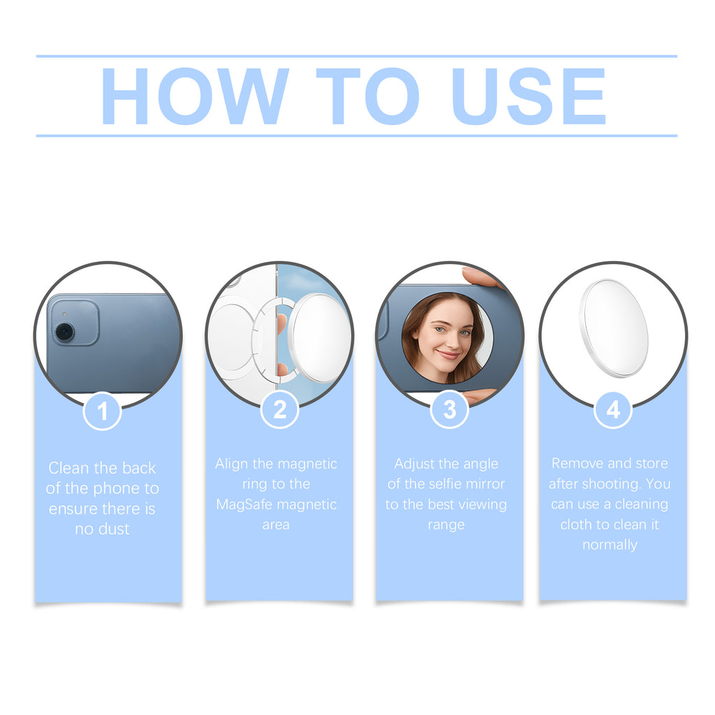 Magnetic Selfie Mirror for MagSafe Phone, Portable Rear Camera Selfie Accessory for Travel Group Photos