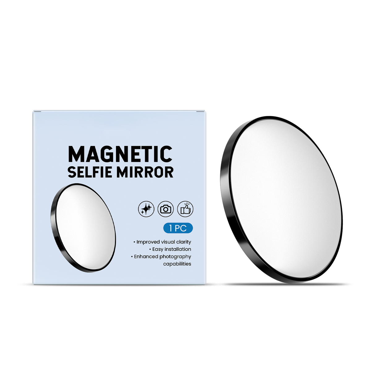 Magnetic Selfie Mirror for MagSafe Phone, Portable Rear Camera Selfie Accessory for Travel Group Photos