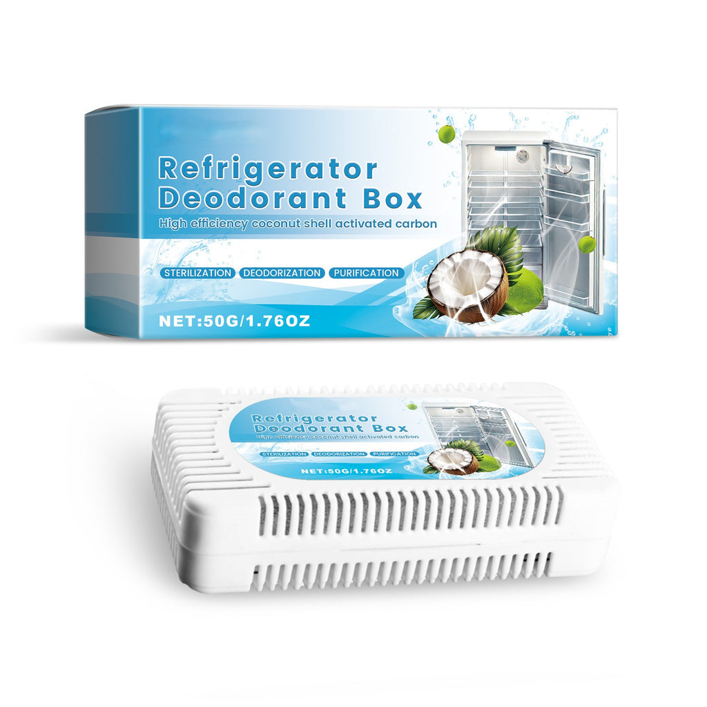 Refrigerator Deodorizer Box, Coconut Shell Activated Carbon Fridge Odor Absorber, 50g Natural Fridge Freshener Eliminates Odors Moisture
