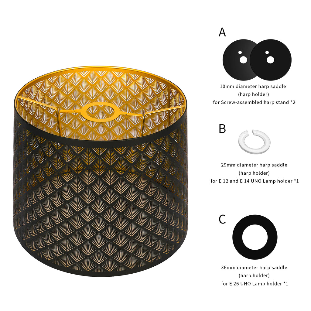 Black Gold Arrow Etched Metal Lampshade, 10×12×9", 1-Pack for Table Floor Pendant Light
