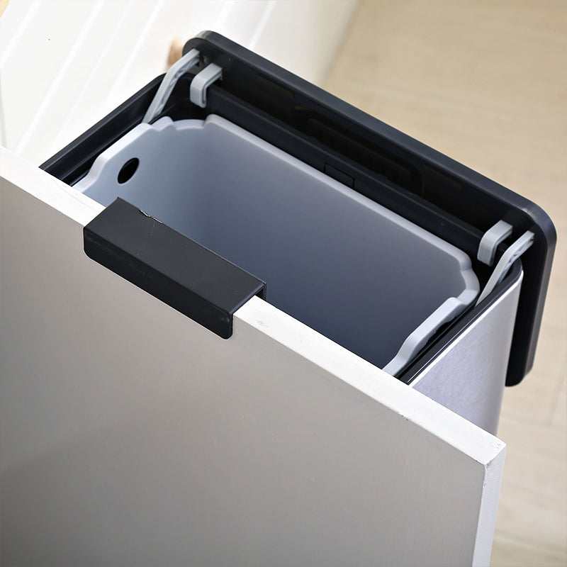Wall Mounted Sliding Lid Trash Can, Compact Space-Saving Garbage Bin, Hanging Waste Basket for Kitchen & Bathroom