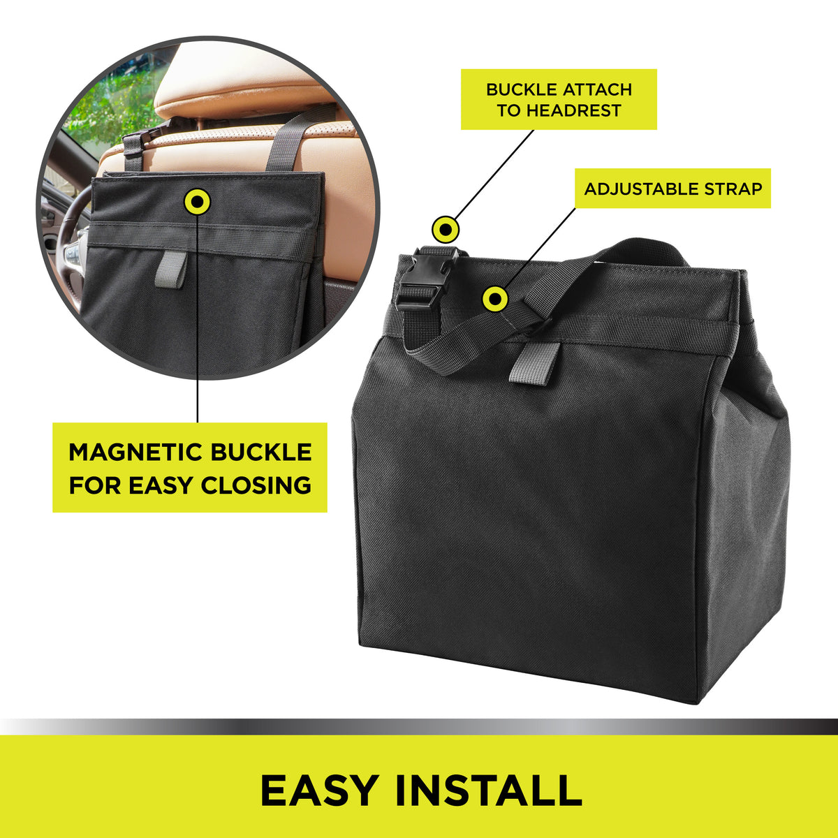 Collapsible Car Trash Bag, Waterproof Hanging Garbage Bin for Vehicle Interior, Portable Auto Waste Container for Cars and SUVs