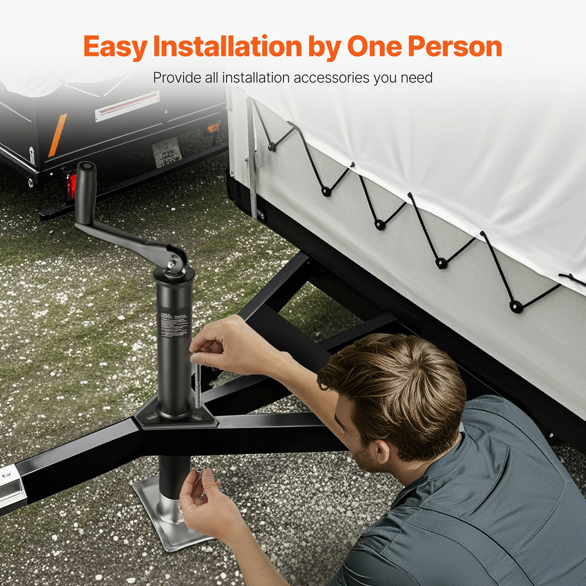 AEELLEEA- A Frame Trailer Jack, Bolt On Tongue Jack, 2000 lbs Capacity, 15‑inch Travel for Boat, Camper and Utility Trailers