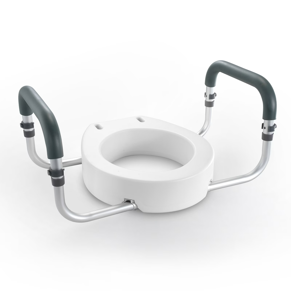 AEELLEEA-Raised Toilet Seat, 3.5 Inch Height, 300 lbs Capacity, Aluminum Handrail with EVA Padding, for Standard Round Toilets,Pregnant & Handicap