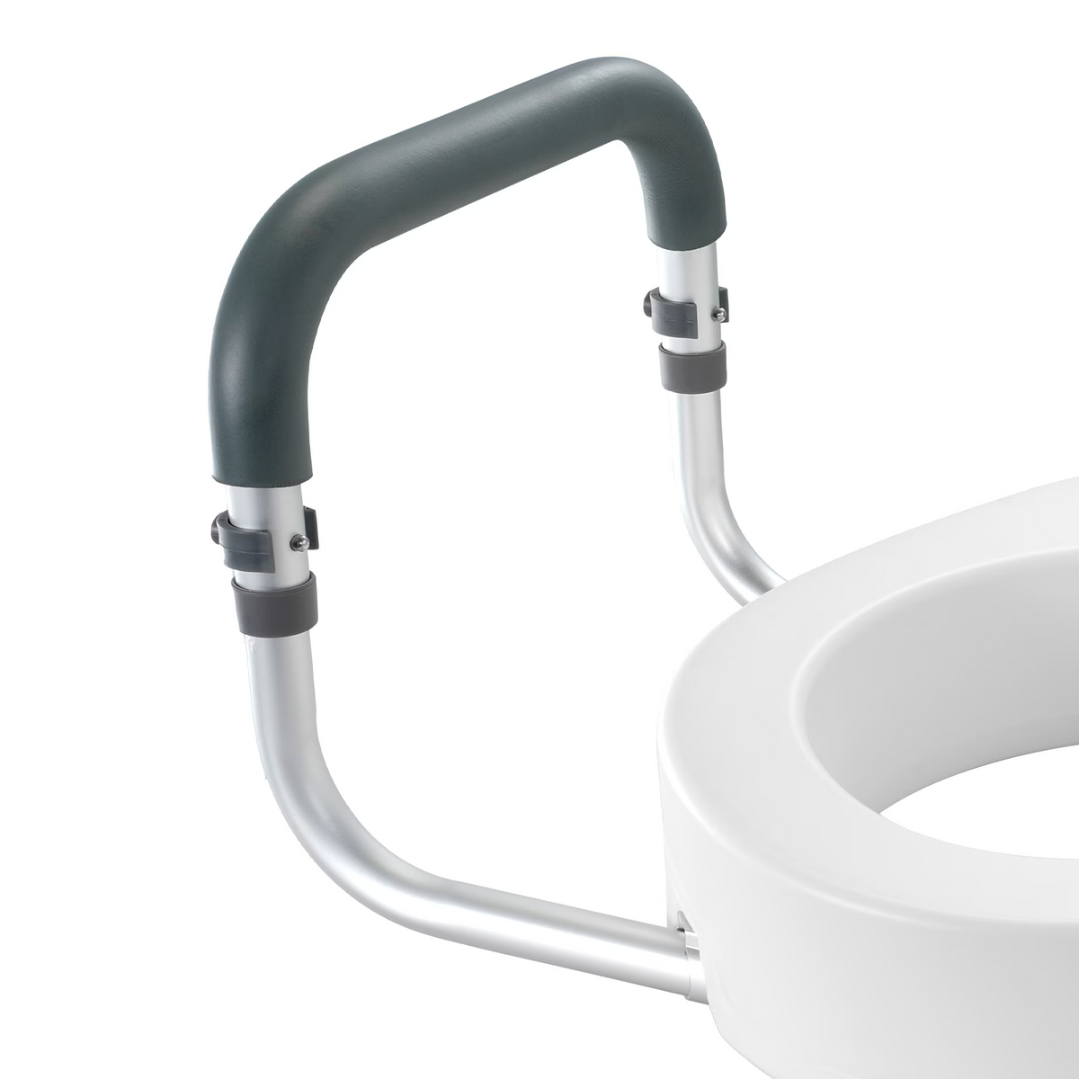 AEELLEEA-Raised Toilet Seat, 3.5 Inch Height, 300 lbs Capacity, Aluminum Handrail with EVA Padding, for Standard Round Toilets,Pregnant & Handicap
