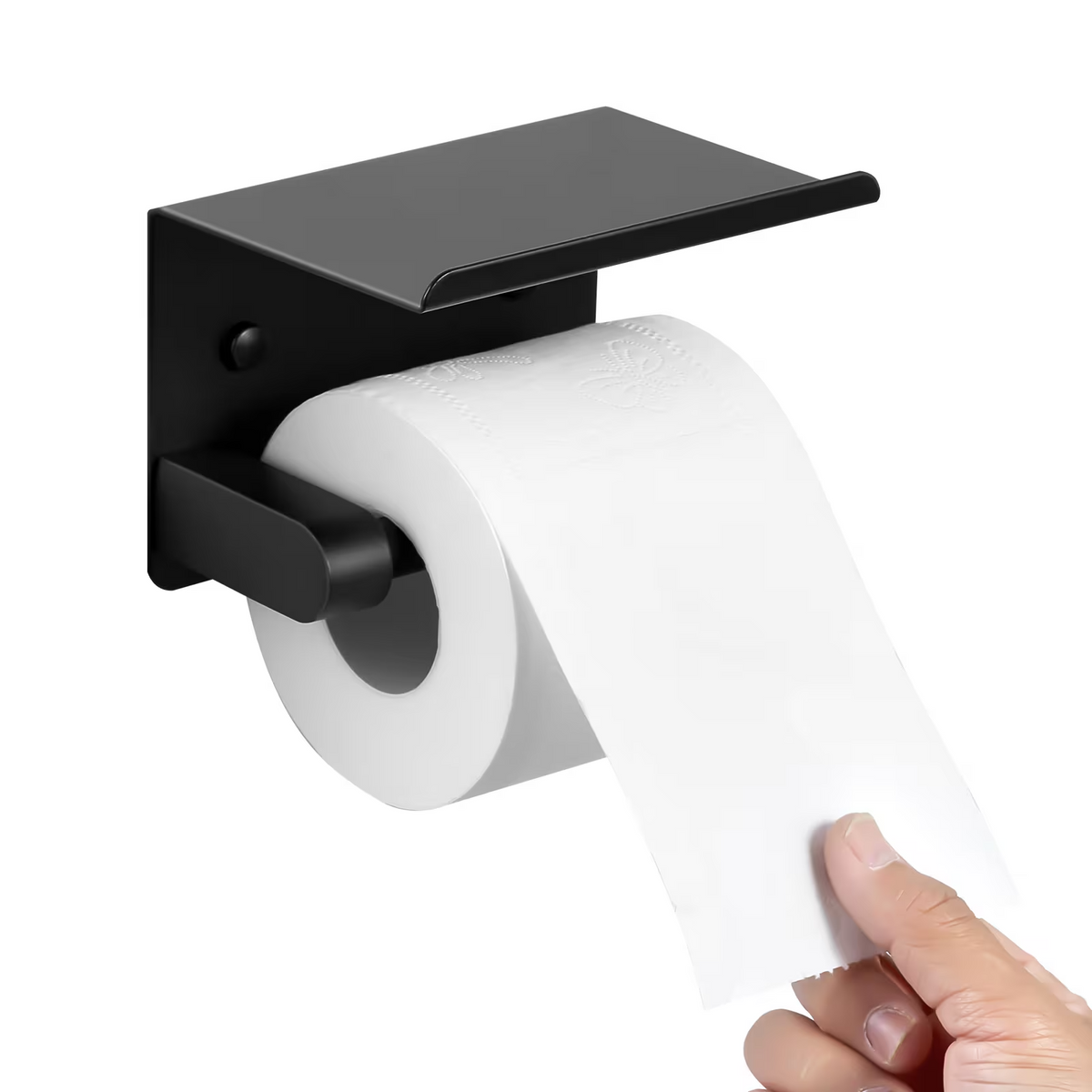 Wall Mounted Toilet Paper Holder with Shelf, Heavy Duty Bathroom Toilet Roll Holder for Mega Rolls, Rust Resistant Tissue Storage Rack for Bathroom Decor